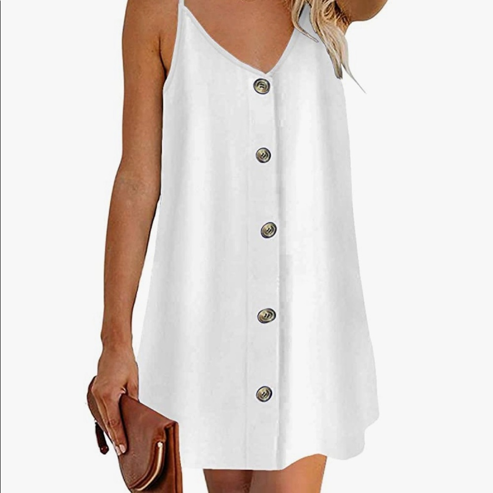 NWT…white summer dress, spaghetti strap button down